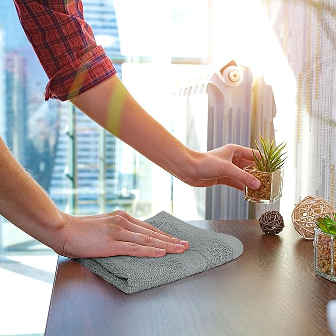 Utopia Towels 12 Pack Premium Wash Cloths Set, 12 by 12 Inches, 100% Cotton Ring Spun, Highly Absorbent and Soft Feel Essential Washcloths for Bathroom, Spa, Gym, and Face, Cool Grey