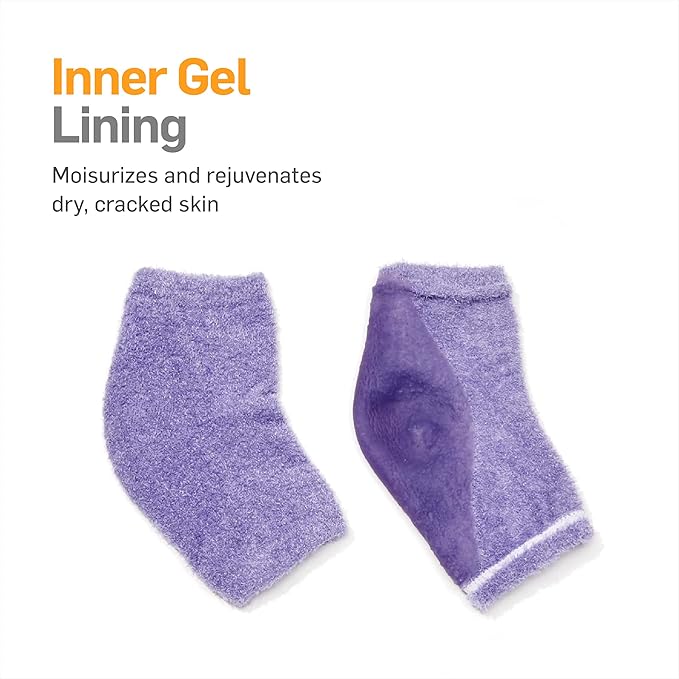 NatraCure Moisturizing Gel Heel Sleeves and Gloves - (for Dry Heels, Cracked Heels, Dry Hands and cuticles, Dry Skin) - Color: Lavender