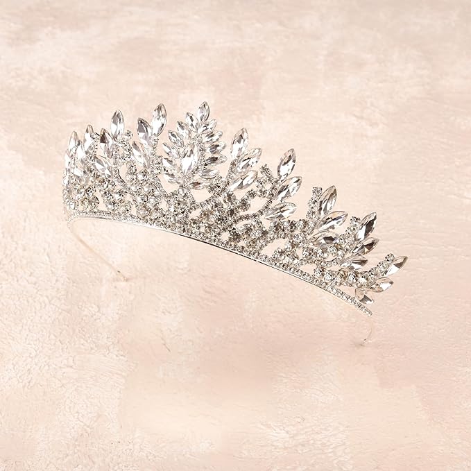 LIMELIA Women's Tiara for Henna Wedding Party|Glitter Hair Accessories for Bridal Birthday Pageant Prom Halloween Cos-play Christmas Party|Danver-Silver