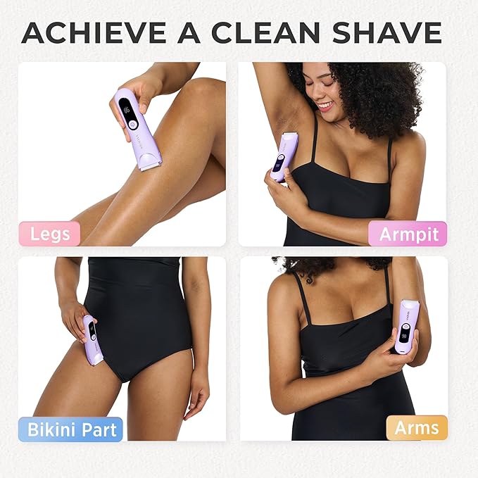 Bikini Trimmer for Women Pubic Hair: Painless Eletctric Razors for Women - Rechargeable Eletctric Shaver Waterproof IPX7 for Body Hair (Wisteria Purple)
