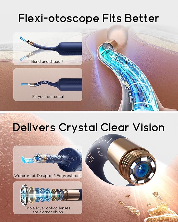 Bebird Earsight Plus R37R Ear Cleaning Camera Wax Removal Tool kit, Flexible Ear Scope Otoscope Camera Light, Visual Ear Picker Wireless Earwax Remover Tweezers for Adults & Kids