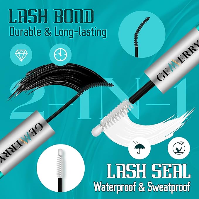 GEMERRY Lash Kit 3 PCS Lash Bond and Seal with Lash Glue Remover and Lash Tweezers Waterproof Eyeash Glue for Lash Clusters Fast Removal Lash Extension Remover Lash Applicator Tools for Beginners