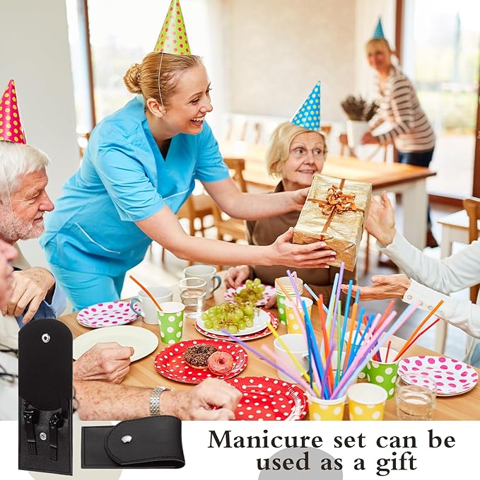 Therwen 50 Sets Stainless Steel Nail Clippers Bulk Professional Manicure Pedicure Set Nail Care Kit with Travel Case Grooming Kit for Men Women Colleagues, Black