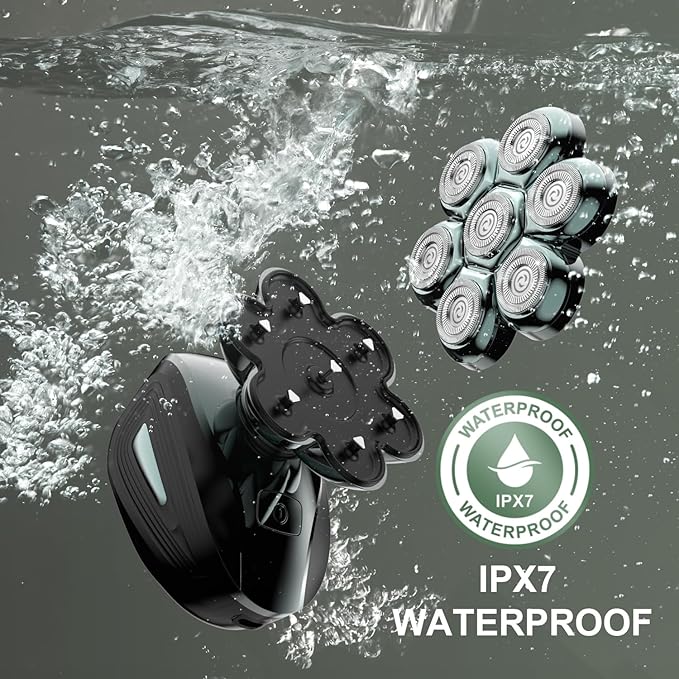 Head Shavers for Bald Men, Detachable Head Shaver, IPX7 Waterproof Wet Dry Bald Head Shavers, 7D LED Display Electric Rechargeable Head Shaving Kit with Type-C Charge