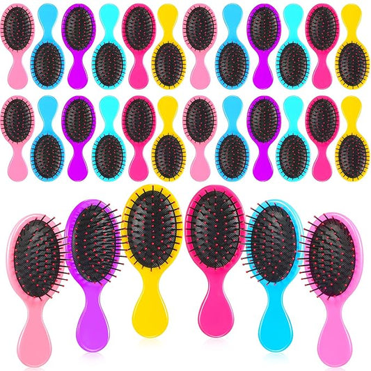 36 Packs Mini Detangling Hairbrush Squirt Detangler combs Toddler Soft Bristle Travel Hairbrush Women Girl(Multi Color)