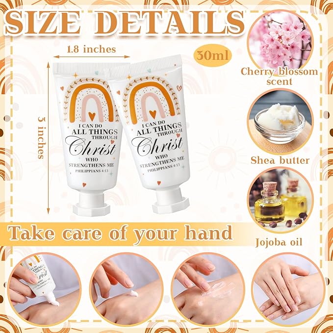 50 Pack Christian Hand Lotion Bulk Gifts for Women Mother Day Bible Mini Travel Hand Lotion Bulk for Stocking Stuffers Gifts Women Church Appreciation Teachers Coworkers(Boho)