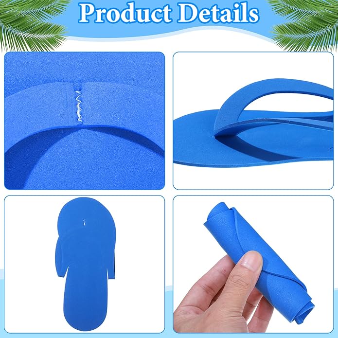 Janmercy 90 Pairs Pedicure Slippers Disposable Flip Flops Foam Sandals Bulk Spa Party Supplies for Guests Salon Nail Foot Women Men, 6 Colors, 4.53 x 10.43 Inches