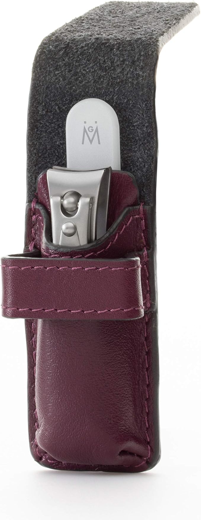 GERMANIKURE Nail Clipper and Glass Nail File Set in Purple Leather Case - Made in Solingen Germany of FINOX Stainless Steel, Glass Nail Care Supplies Made in Czech Republic