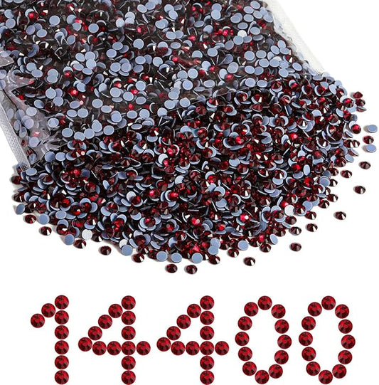 Beadsland Hotfix Rhinestones Bulk, 14400pcs Dark Red Hot Fix Rhinestones for Crafts Clothes DIY Decoration, Dark Siam, SS20, 4.6-4.8mm