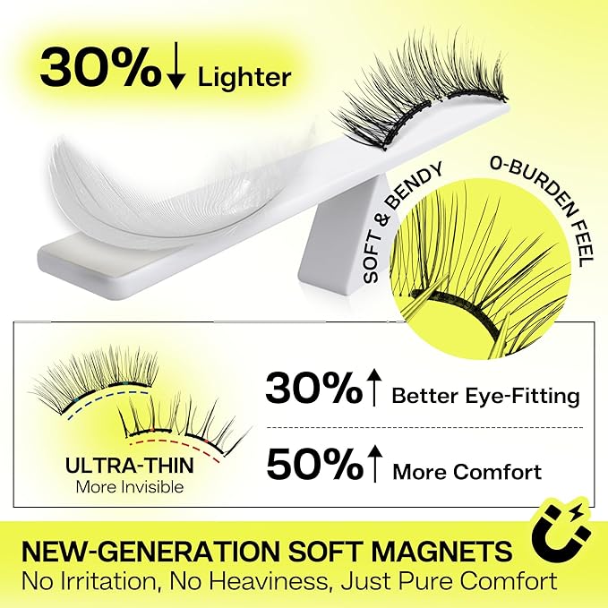 CALAILIS Magnetic Eyelashes with Applicator Upgrade Soft Magnetic Eyelashes Natural Look Reusable Magnet Lashes Kit No Glue Needed Easy to Wear and Remove (M01)