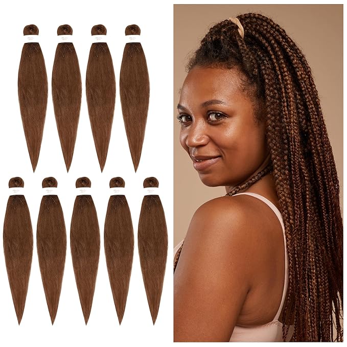BNG 3X Pre-Stretched Braiding Hair, 28" Professional Itch Free Synthetic Fiber Braids Hair Extensions for Easy Braid, 3 PACKS (9 bundles), (#30 Auburn)