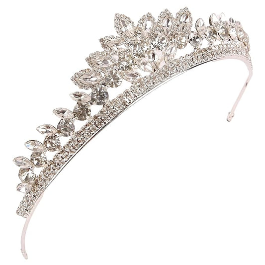 LIMELIA Women's Tiara for Henna Wedding Party|Glitter Hair Accessories for Bridal Birthday Pageant Prom Halloween Costume Christmas Party, Queen Princess Crowns | Leaf Model-Silver