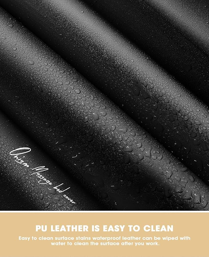 Onism Lash Bed Cover, Wipeable PU Leather Massage Table Cover with Storage Pocket, Waterproof Soft Comfortable Lash Table Cover for Eyelash Extension, Perfect for Salon Spa Tattoo, Black