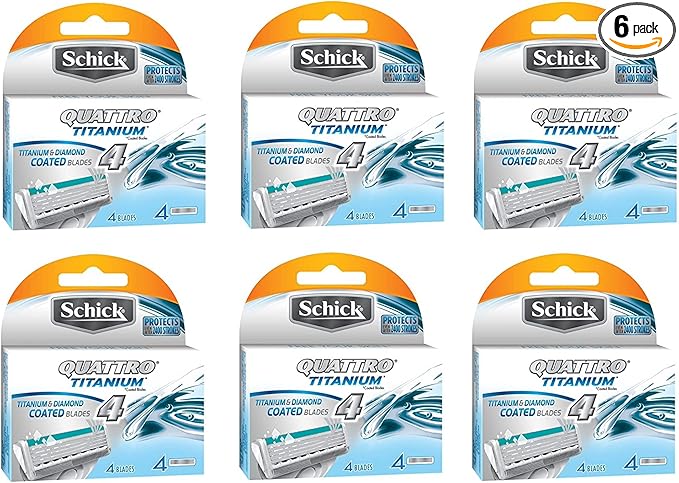 Schick Quattro Titanium Razor Blade Refills for Men - 24 Cartridges