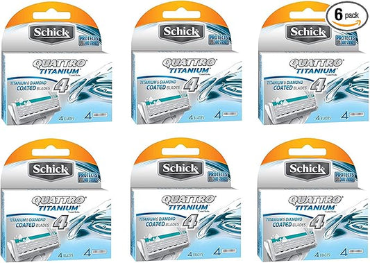 Schick Quattro Titanium Razor Blade Refills for Men - 24 Cartridges