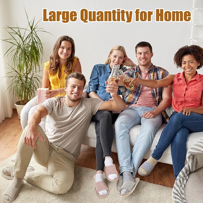 Suhine 12 Pairs House Slipper for Guests Open Toe Spa Slippers Non Slip Indoor Comfortable Breathable Home for Travel Guests Hotel Home Bedroom Unisex