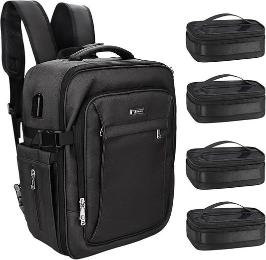 Relavel Makeup Backpack - Extra Large Train Case with 4 Pack Clear Bags, Professional Makeup Artist Kit Set Bag