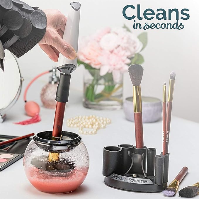 Electric Makeup Brush Cleaner Machine with Cleaning Solution - USB Charging Station, Automatic Brush Washer and Dryer - 3 Adjustable Speeds for Easy Cleaning - Complete Set for Hygienic Brushes