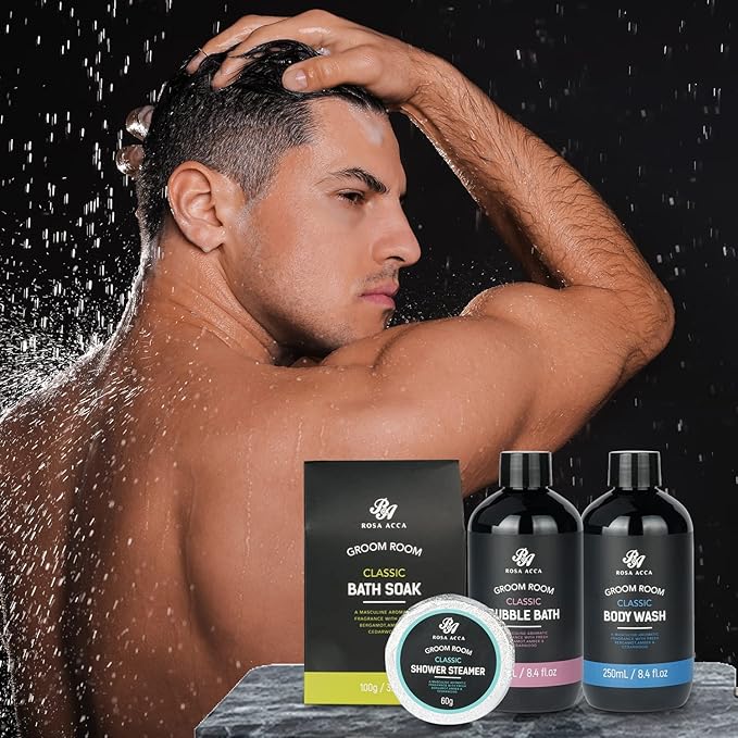 Bath Gift Set 14Pcs Beard Grooming, Bath & Body Spa Kit w/Beard Oil, Beard Balm, Beard Brush, Beard Comb, Beard Scissors, Storage Bag, Beard Growth Care for Men, Dad, Husband