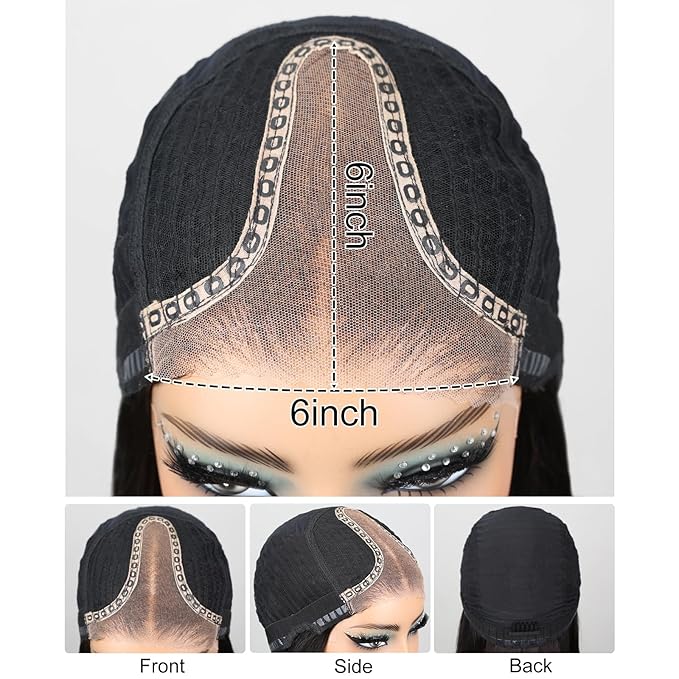 Arabella 6x6 Wear and Go Glueless Wigs Human Hair 210% Density Deep Curly Bob Wig Lace Front Wig Human Hair Pre-Cut Lace Pre Bleached Tiny Knots Bob Wig Human Hair(12inch, 6x6 DC Glueless Bob)