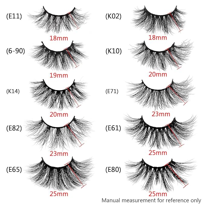 GOO GOO 3D Mink Eyelashes, 13mm to 25mm 20 Styles Multipack Fake Eyelashes Wholesale Bulk Eyelashes Reusable Handmade Siberian Mink False Eyelahses for Women