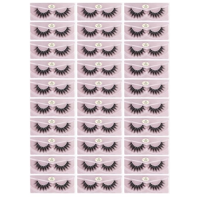 FARRED Wholesale Faux Mink Lashes 30 Pairs 3D A09 Medium Length Vegan Eyelashes Fluffy Volume Strip Lashes Bulk Fake Mixed Natural Look 3D False Eyelashes (3D A09)