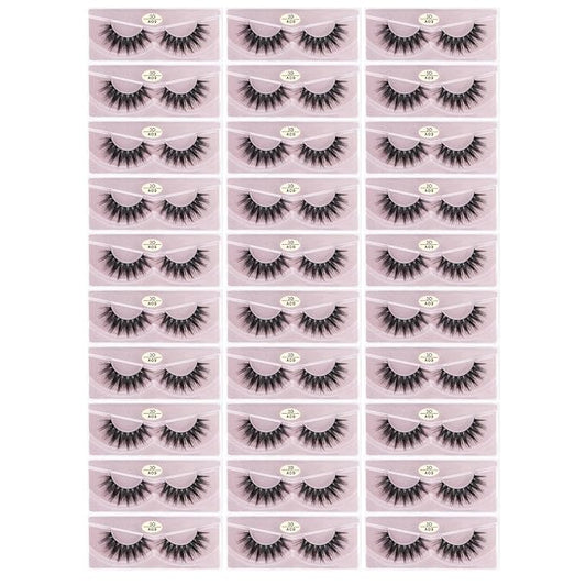 FARRED Wholesale Faux Mink Lashes 30 Pairs 3D A09 Medium Length Vegan Eyelashes Fluffy Volume Strip Lashes Bulk Fake Mixed Natural Look 3D False Eyelashes (3D A09)