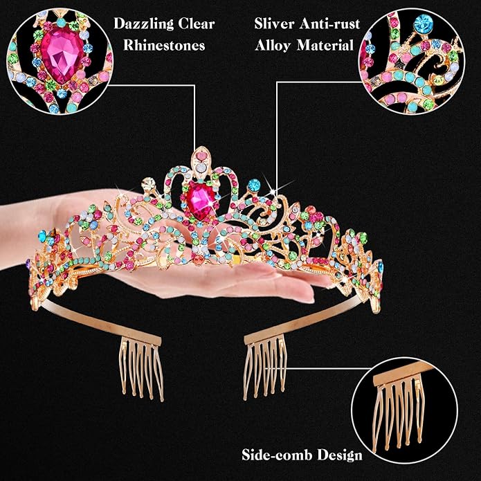 BBTO 10 Pcs Crystal Tiara and Crowns for Women Girls Princess Rhinestone Crown Queen Headband with Combs Bride Tiara for Birthday Party Wedding Prom Hair Accessories
