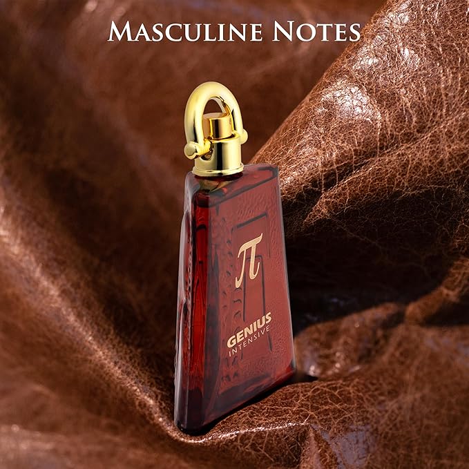 Genius Intensive for Men - Oriental Woody Fragrance - Masculine Notes of Leather, Ironwood & Benzoin - Suitable For Both Day & Night - Vegan & Cruelty-Free - Elegant 100ml Bottle, Parfume for Men