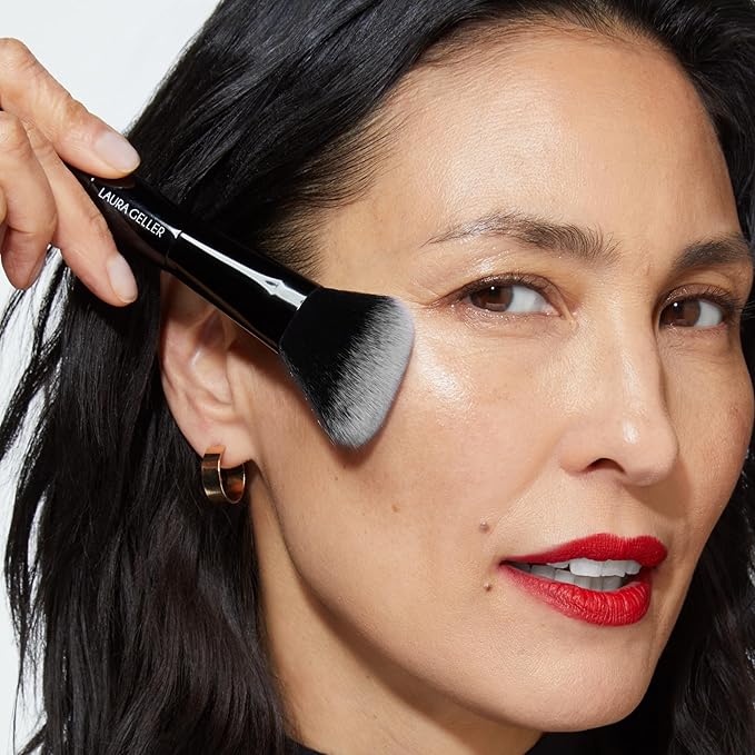 LAURA GELLER NEW YORK Angled Blush Brush with Black Wooden Handle & Dense Bristles for Makeup Application