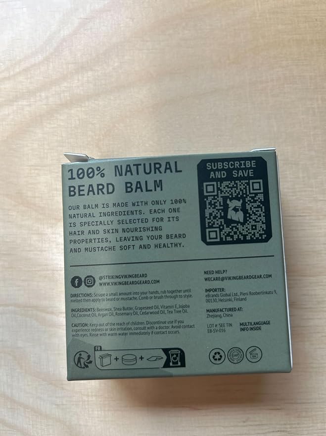 Striking Viking Beard Balm for Men – Light Hold, Cedar, 2 Oz - Leave-in Beard Conditioner with Shea Butter, Tea Tree, Argan & Jojoba Oils - Smooth, Shape, Moisturize & Soften Coarse, Dry Facial Hair