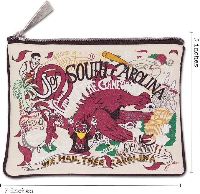 Catstudio Collegiate Zipper Pouch, University of South Carolina Travel Toiletry Bag, Ideal Gift for Alumni, Makeup Bag, Dog Treat Pouch, or Travel Purse