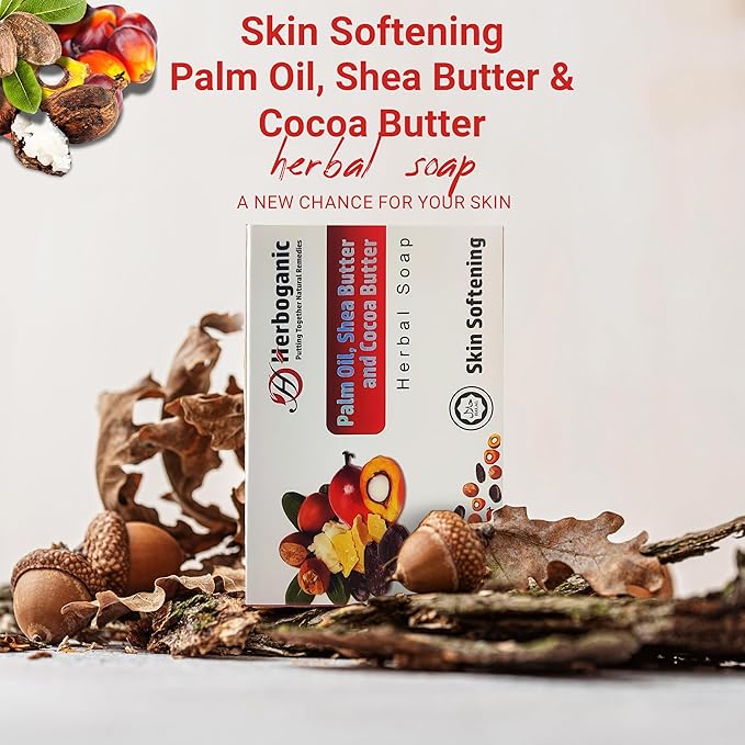 Palm oil, Shea butter and Cocoa Butter Herbal Soap | Pack of 6 of 5oz soap Bar | Ideal for Men and Women, Soothing and Nourishing Soap for Moisturization