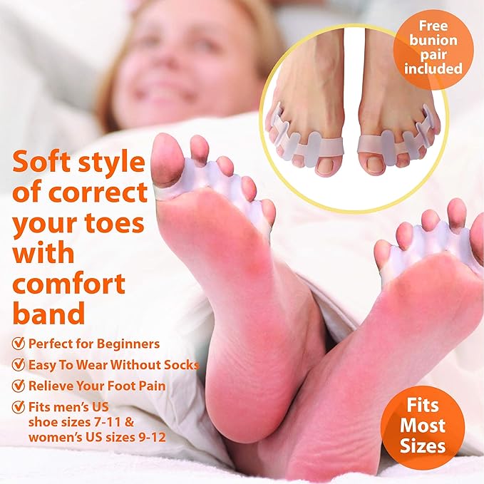 Toe Spacers (Bundle Soft & Firm) - Toe Separators for Alignment, Toe Straightener for Foot Pain Relief, Silicone Bunion Corrector for Women Big Toe, Supports Foot Health