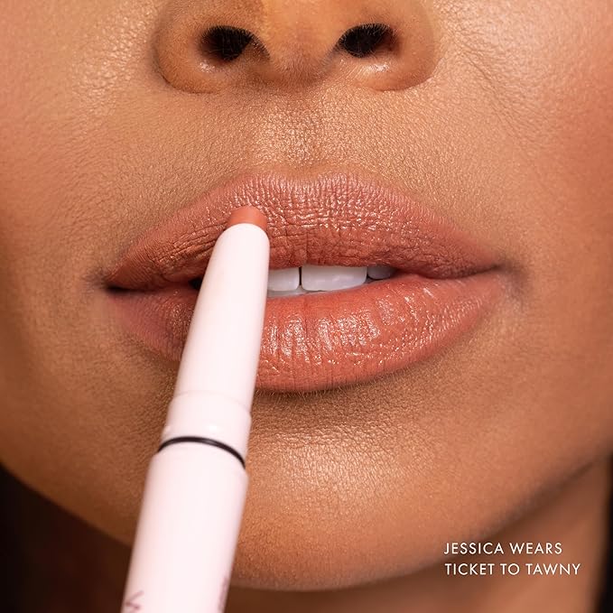 Wander Beauty Lipsetter Dual Cream Lipstick + Lip Liner - Ticket to Tawny - Ultra-Smooth, Hydrating Lipstick and Brown Nude Lip Liner with a Soft Matte Finish - Made with Squalane & Peptides (1 Count)