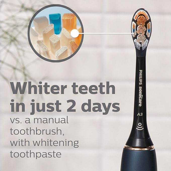 Philips Sonicare Genuine A3 Premium All-in-One Replacement Toothbrush Heads, 2 Brush Heads, Black, HX9092/95