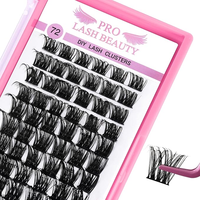Cluster Lashes 72 Pcs Lash Clusters DIY Eyelash Extension Individual Cluster Eyelashes Tender Style Self-Application Fluffy Super Thin Band Reusable Soft & Comfortable(Tender-C-14mm)