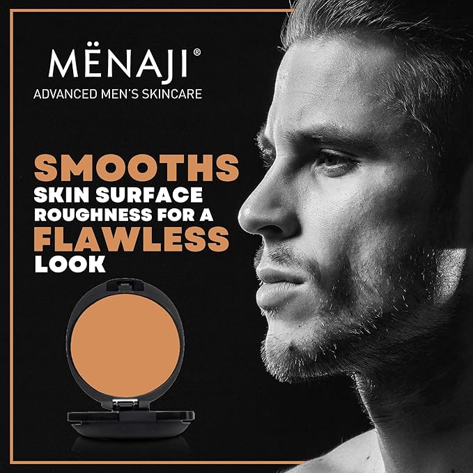 MËNAJI Anti-Shine Powder (HDPV) - Anti-Shine Face Make-Up for Men - Natural Looking Makeup - Mens Cosmetics - Medium