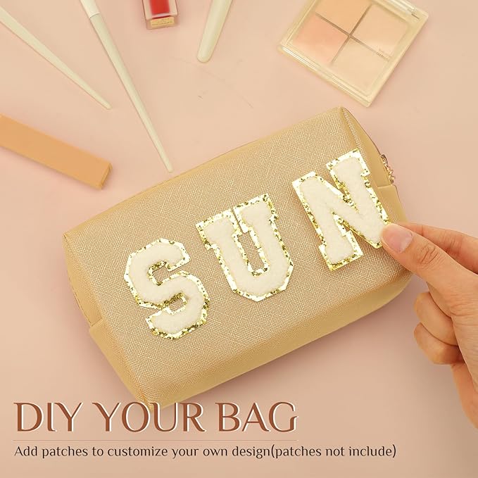 Sanwuta 9 Pcs Preppy Makeup Bag PU Leather Cosmetic Bag Makeup Pouch Plain Waterproof Toiletry Organizers for Traveling Preppy Travel Purse End of the Year Teacher Gifts Bulk(Pearl Color)