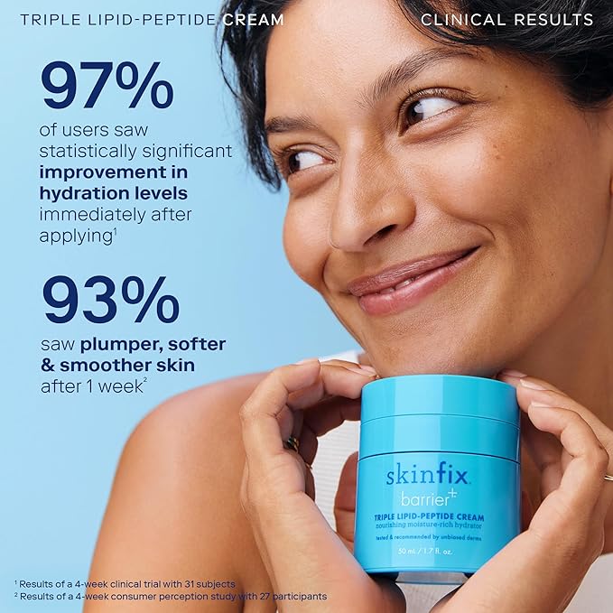 Skinfix Barrier+ Triple Lipid-Peptide Cream: Enriched with Lipids, Peptides, Hyaluronic Acid, and Shea Butter for Brightening, Firming, and Plumping, 3 oz