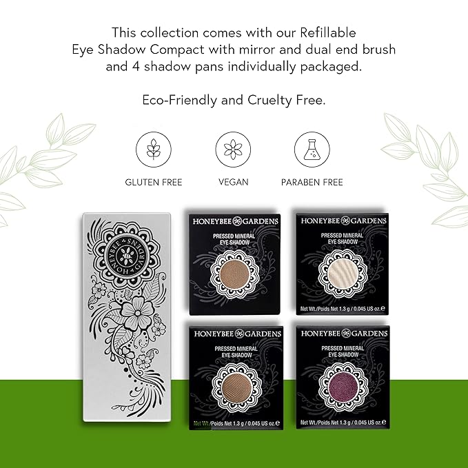 Honeybee Gardens Canyon Sunset Eye Shadow Palette, Clean and Bold, 4 Highly Pigmented Colors With Long Lasting Luxe Finish, Vegan, Cruelty-Free, Gluten-Free, and Paraben-Free, Net Wt 1.3g Each