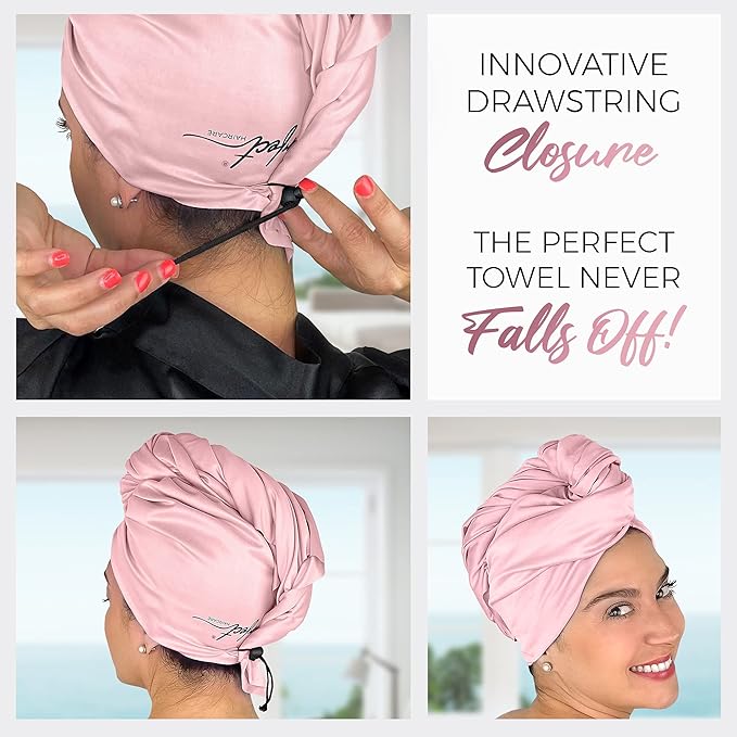 Microfiber Hair Towel Wrap for Women - Gift and Travel - Smooth like Silk - Curly, Wavy, Straight Hair Girls - Plopping Essential - Anti-Frizz, Fast Drying, Works Better than a Cotton T-Shirt