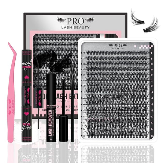 DIY Lash Extension Kit 300 Pcs Lash Clusters D Curl, Mix Eyelash Clusters Individual Lashes Kit Lash Bond And Seal Lash Remover Eyelash Brush Lash Tweezer Self Apply At Home(40D-9-18mix Kit)