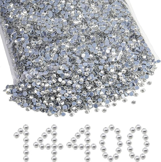 Beadsland Flatback Rhinestones Bulk,14400pcs Crystal Rhinestones for Nails Crafts Clothes DIY Decoration, Crystal, SS16, 3.8-4.0mm