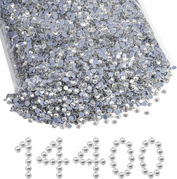 Beadsland Hotfix Rhinestones Bulk, 14400PCS Crystal Hot Fix Rhinestones for Crafts Clothes DIY Decoration, Crystal, SS20, 4.6-4.8mm