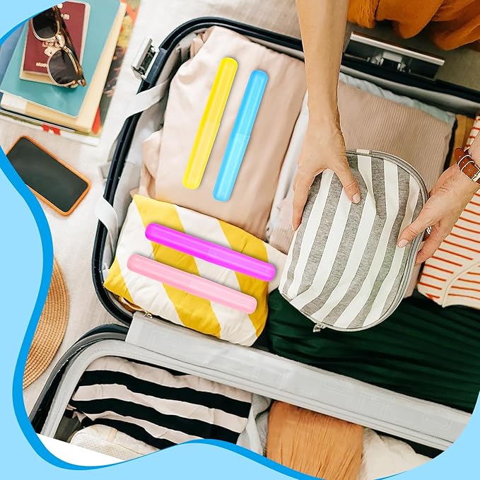 70 Pieces Travel Toothbrush Case, 7 Colors Portable Toothbrush Storage Holder Bulk Plastic Dust Proof Toothbrush Cover Protector Holder for Outdoor Trip Home Camping School