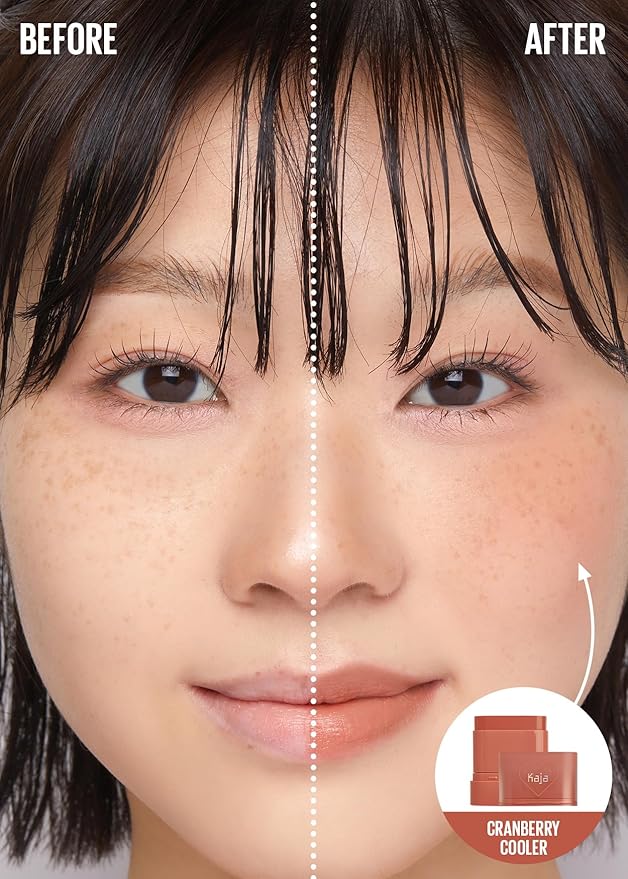 KAJA Cheek & Lip - Dewy Bar 05 Cranberry Cooler | Creamy Blusher and Balm Multi-Stick, 45% Moisturizing Oil, Apple Extract, Vitamin-Hyaluronic Acid Infused, High Shine, Mother's Day, 10g