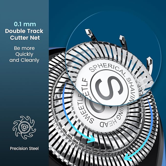 SweetLF Electric Razor for Men, 2023 News Electric Shaver for Men Waterproof/Rechargeable/LED Display, Men’s Shavers Wet & Dry Rotary Shavers Gift for Dad Husband Boyfriend (Dark Blue)