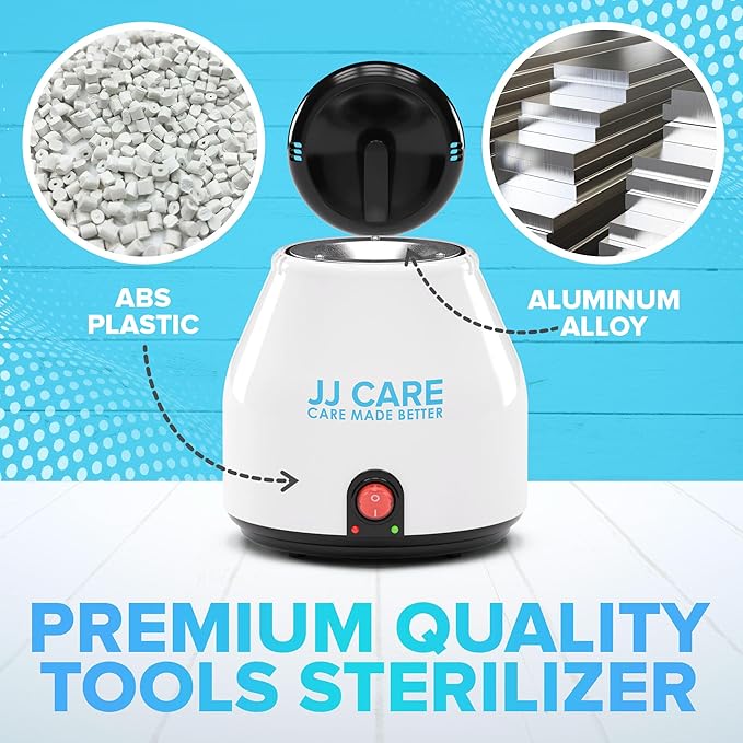 JJ CARE Nail Tool Sterilizer with Glass Beads | Implement Tweezer Disinfectant Container | Salon & Manicure Disinfectant Jar Small