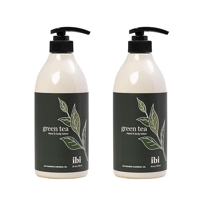 IBI Mineral Oil Free Moisture Hand and Body Lotion For Dry Skin with Green Tea 25.4 fl oz / 750ml, 2 bottle